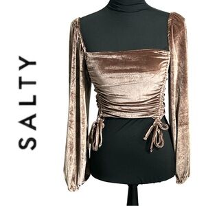 Salty Women’s Long Sleeve Off the Shoulder‎ Velvet Crop Top - Size M